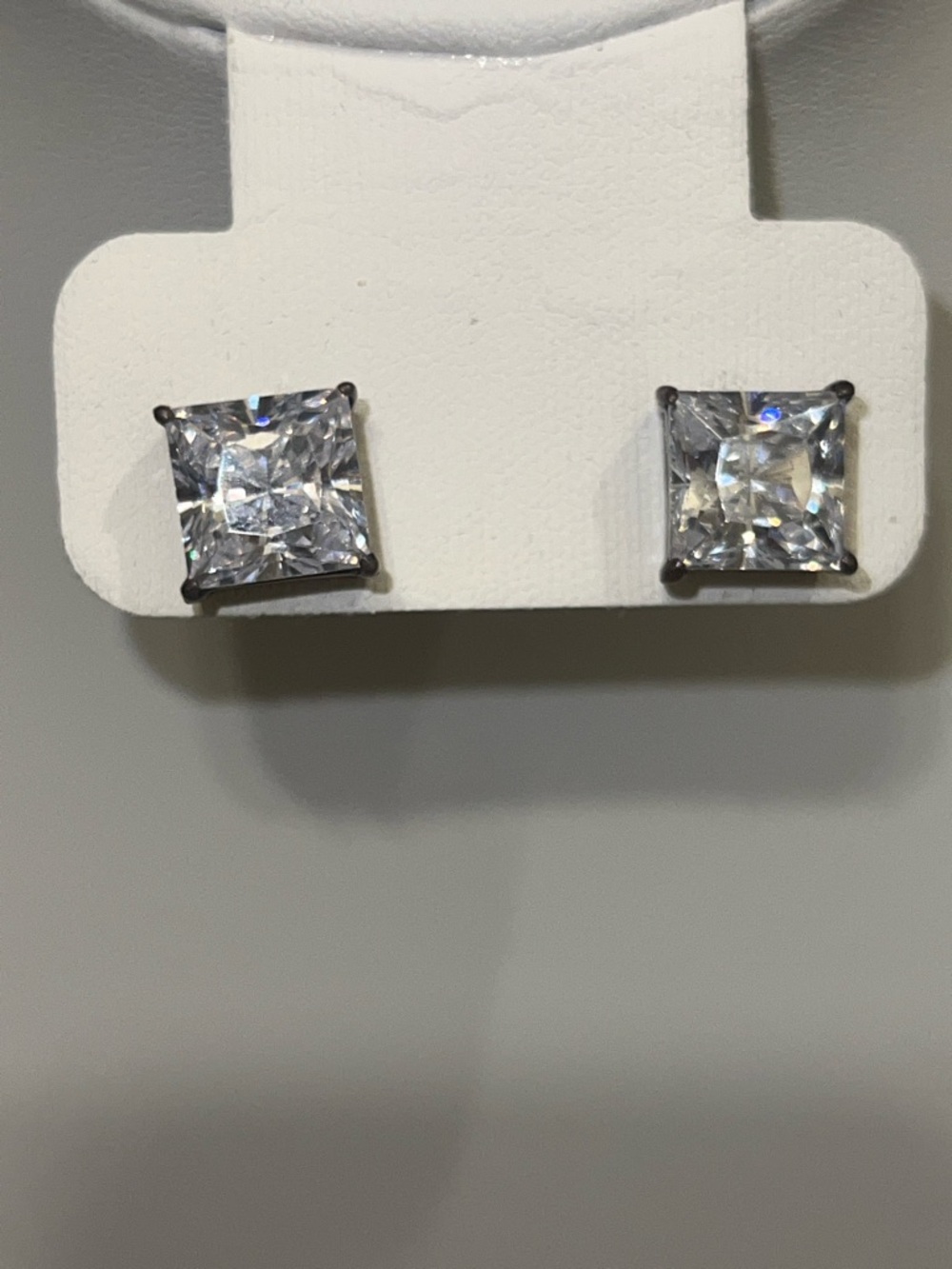 Sterling Silver Classic Square CZ Stud Earrings